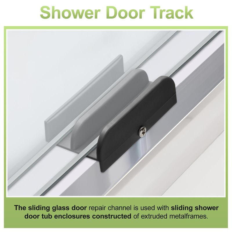 M6219 Sliding Shower Door Bottom Track (2-Piece Set, Black) 1/2-inch
