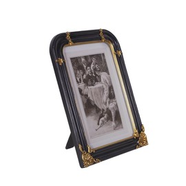WINPLUS+ Vintage Picture Frame 2.5x3.5 Luxury Antique Rectangular Photo Frame In Black Finish With Engraved Gilded Floral accents, Real Glass Front, Retro Home Decor, Wall Mount and Tabletop Display, Art Gallery Gift (Black 2.5*3.5)