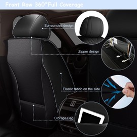 TTX LIGHTING 2 Front Seat Covers Fit for Nissan Titan 2009-2024 2025 2026 Automotive Seat Covers Waterproof Faux Leather Seat Cushions Protector Compatible with Airbag(2 Seats,Black&Grey)