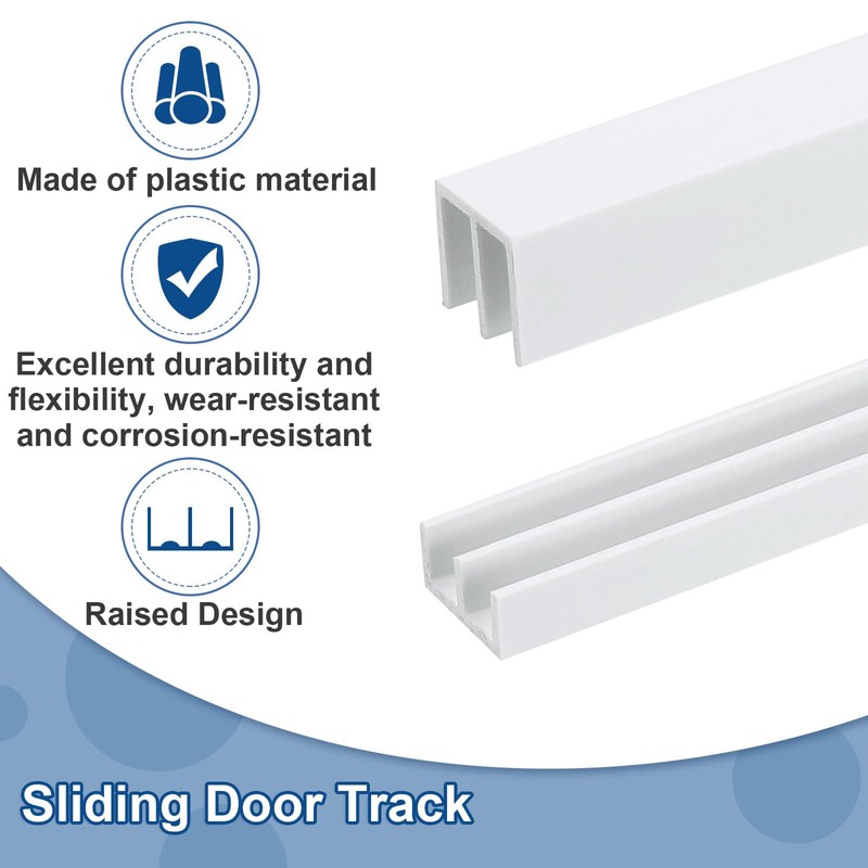 uxcell 2Set White Plastic Sliding Door Track, Sliding Glass Window