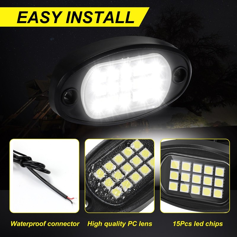 Baquler 30 Pods Rock Lights White Underglow Lights for Trucks