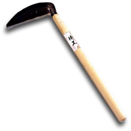 KAKURI Japanese Weeding Sickle Long Handle (Medium-Length) 20", Heavy Duty Hand-Forged Japanese Carbon Steel Blade for Tough Weeds, Made in Japan