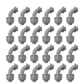TOMSHIELE 24 Pack 1/2 Inch Liquid-Tight Conduit Connector, Grey PVC 90-Degree Flexible Conduit Connector for Home Outdoor Tubes, UL Listed