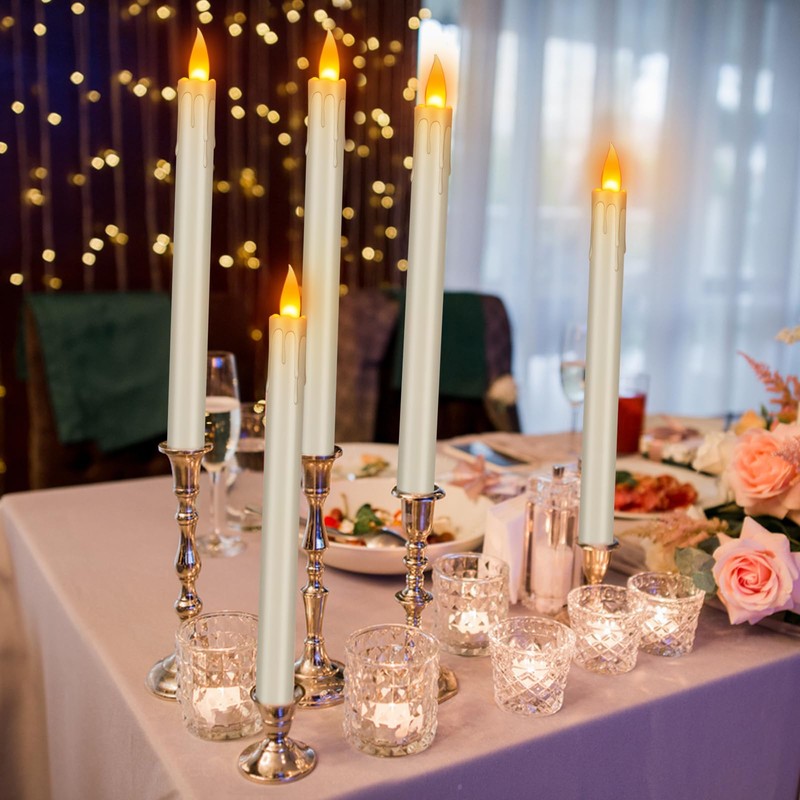 wemarry Flameless Taper Candles Realistic Flickering Flame, Battery Operated, Remote