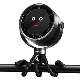 Akejrym Stroller Fan Portable, Personal Fan for Travel, Digital display, Detachable 5 Speeds Rechargeable 360° Rotate Flexible Tripod Fan, For Home Office Stroller Camping - Black