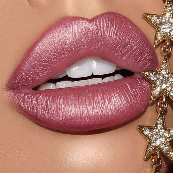 Metallic Lip Shine for Women, Liquid Lipstick with Glitter Shimmer Flip Lip Gloss for Women and Girls (29 g) - Non-Stick Cup (Rose Quartz)