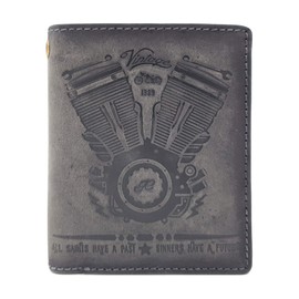 Jockey Club Genuine Leather Biker Wallet High Hunter Leather Wallet Motor Block with RFID Protection, darkgray, coin purse