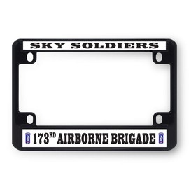 Sign Destination Metal Bike License Plate Frame Sky Soldiers 173Rd Airborne Brigade Motorcycle Tag Holder Black 4 Holes One Frame