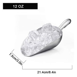 VUFVOID Ice Scoops Set, 2pc Contoured Handle Scoops, Aluminum & Stainless Steel, 12oz
