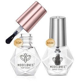 modelones 2 piezas de esmalte de uñas de capa superior y base sin necesidad de limpieza, esmalte de uñas de secado rápido transparente de alto brillo 