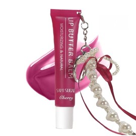 SAM SUGAR Bálsamo labial con llavero Brillo labial hidratante tintado, bálsamo hidratante de mantequilla labial con brillo natural, cuidado labial no 