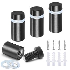 12 x 20mm (Dia. x L) Standoff Screws - Masendelk Black Sign Standoff Mounts with Installation Accessories - Stainless Steel Wall Mount Hardware for Acrylic, Glass, Metal, Wood Panels - 24 Pieces