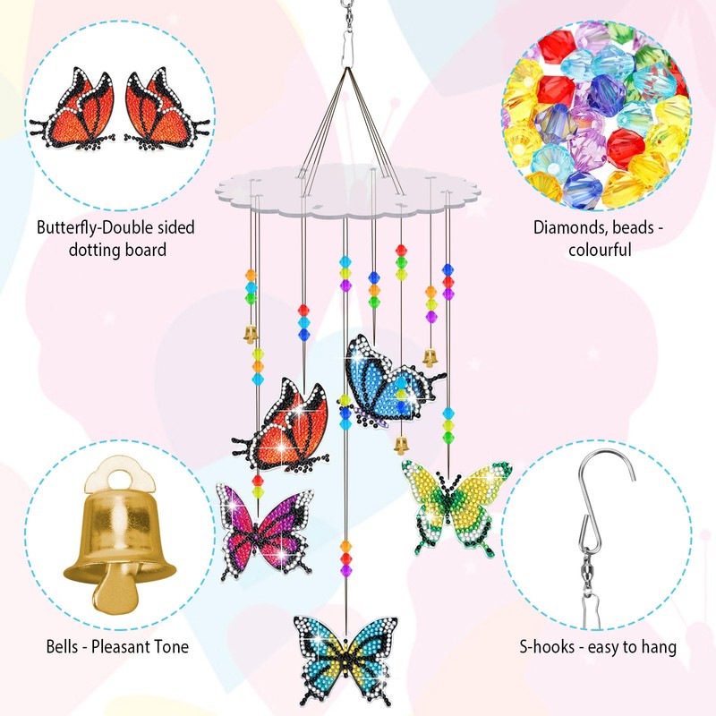 Dadabig Diamond Painting Sun Catcher Wind Chime Craft Set, Diamond