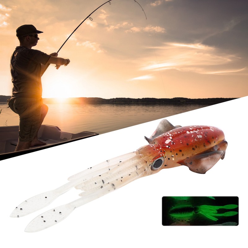 PVC Artificial Simulation Soft Squid Jig Shape Luminous Lure Fish