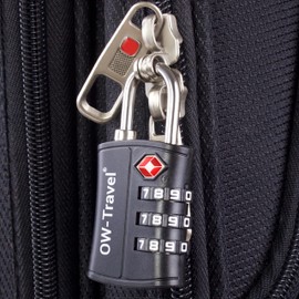 OW-Travel Combination Lock ABS 3 Digit Suitcase Lock + 3 Luggage Tags: Padlock Luggage Lock Security Lock Theft Secure Lock TSA Lock Combination Code for Travel Suitcase Locker Luggage