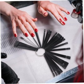 Outanaya 3bags Fan Shaped Nail Display Board Black Nail Tips for Practice and Manicure for Salons Art Schools and Personal Use