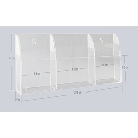 Large Size Remote Control Holder Wall Mount Mounted Acrylic, Suitable for Apples TV Cable Remote Transparent -3 slots/ the middle is 8 cm