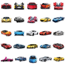 Supercar Racing Stickers Pack 100Pcs for Water Bottle, Skateboard, Laptop, Phone, Journaling, Vinyl Decals for Kids, Toddlers, Teens, Adults
