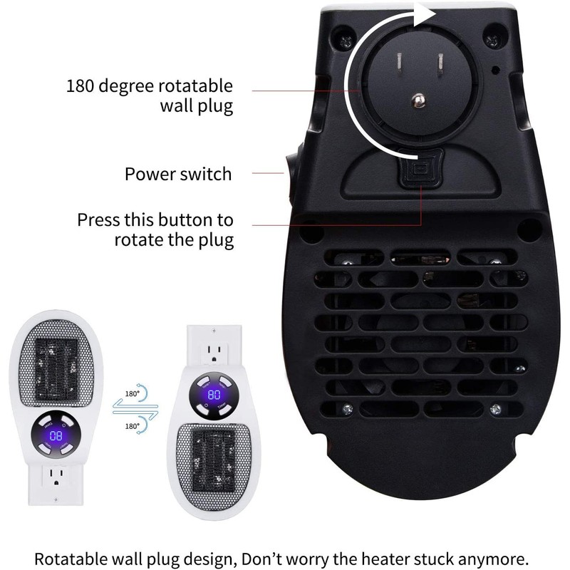 Brightown 350W Space Heater: Programmable Wall Outlet Space Heater As
