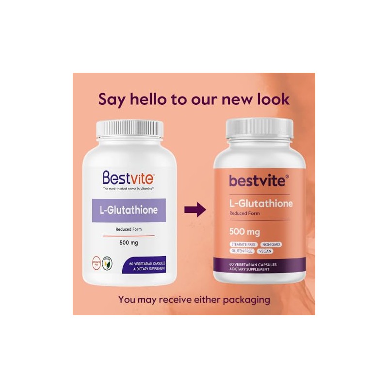 BESTVITE L-glutatión 500 mg utilizando ingrediente setria clínicamente investigado (60