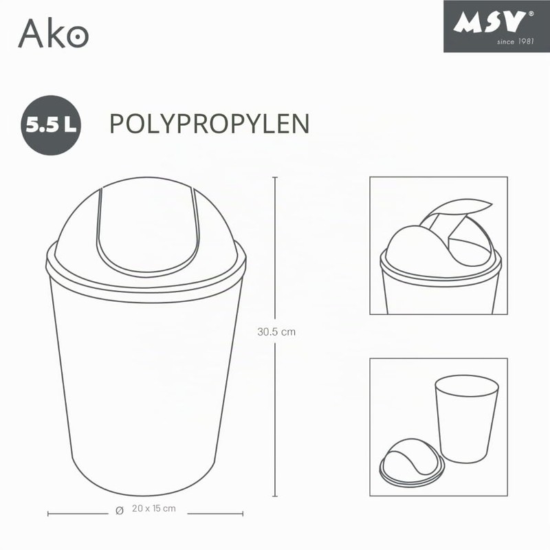 MSV AKO PP Tipping Bucket 5.5 L Saffron Yellow