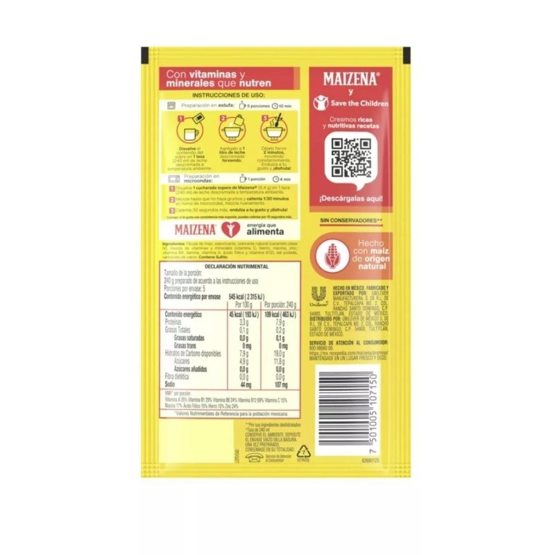 maizena Fécula de maíz Maizena atole fortificadosabor nuez 47 g