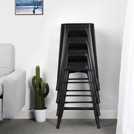 Yaheetech Yaheetech 24 inch barstools Set of 4 Counter Height Metal Bar Stools, Indoor/Outdoor Stackable Bartool Industrial High Backless Stools Black