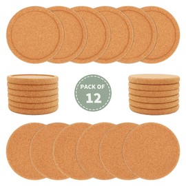 Cork Coasters for Drinks Absorbent - 12 Pcs Cork Coasters Heat Resistant Reusable Drink Coaster Set Extra Thick 6 Round Edge Cork Coasters and 6 Lip Cork Coasters 4 Inch Perfect for Cups Mugs Glasses