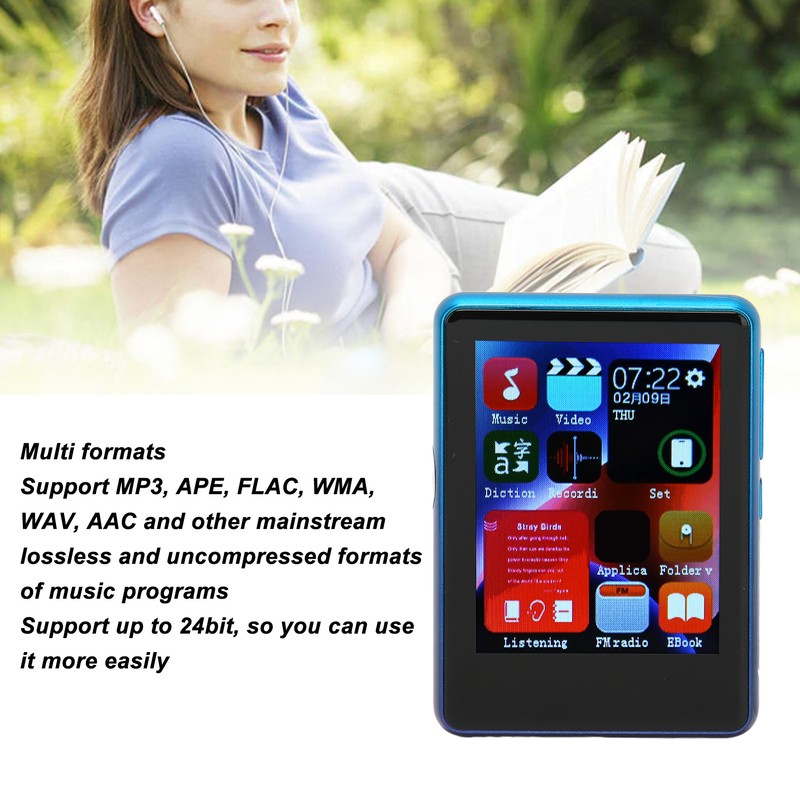 MP3 Player Bluetooth 5.0 Support FM Radio 2.4inch Full Touch