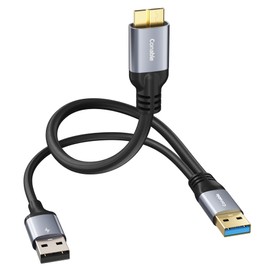 Conable Micro USB 3.0 to USB Splitter Cable 1FT, Micro-B 3.0 to Dual USB-A for Data and Extra Power, Micro USB 3.0 to USB A Y Cable, 5Gbps High Speed Data Transfer, Ideal for External Hard Drives