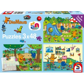 Schmidt Spiele 56394 Sendung Mit Der Maus Mickey Tag, 3 x 48 Pieces, Children's Puzzle, Multi-Coloured