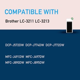 akaca LC3213 Printer Cartridges Compatible with Brother LC 3211 LC 3213 Cartridges (2 Black) for MFC-J497DW MFC-J890DW MFC-J895DW DCP-J572DW DCP-J772DW DCP-J774DW