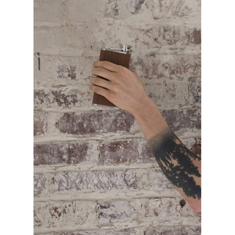 Foster & Rye Leather Texas Metal Flasks, 6 oz, Brown