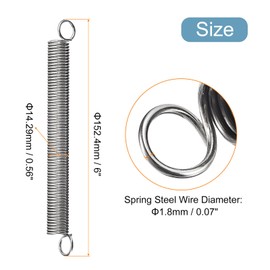 sourcing map 2Pcs Extended Spring 9/16 inch x 6 inch, 0.07 inch Spring Steel Dual Hook Tension Springs for Machinery Construction Industrial