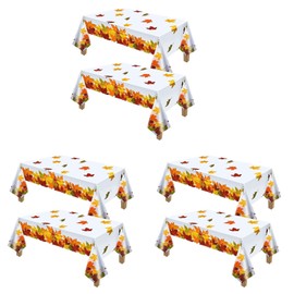 3X Thanksgiving Autumn Leaf Tablecloth Autumn Maple Leaf Tablecloth Waterproof Rectangular Plastic Tablecloth