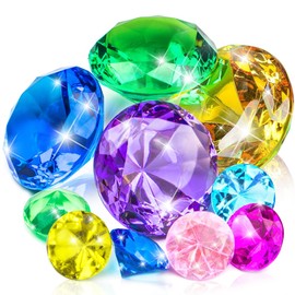 Prehalpty 10pcs Extra Large Diving Gems for Pool for Kids,4pcs 60mm Oversized Diamonds and 6pcs 30mm Acrylic Gems Pirate Treasures,Swimming Pool Toys Favors and Sensory Bin Filler
