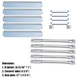 Direct Store Parts Kit DG179 Replacement for Charbroil Commercial 463268806 Gas Grill Burner,Carryover Tubes,Heat Plates (SS Burner + SS Carry-Over Tubes +SS Heat Plate)