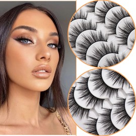 Losha Eyelashes Natural Look Faux Mink Lashes Pack Handmade Wispy False Eyelashes 14 Pairs Eye Lashes (F09)