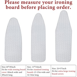 Extra-Wide Ironing Board Cover and Pad Replacement with Scorch and Stain Resistant Thick Padding and Elasticized Edge 18" x 49" Ironing Board Covers 4 Fasteners and 1 Protective Scorch Mesh Cloth