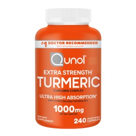 Qunol Turmeric Curcumin Supplement, 1000mg with Ultra High Absorption, for Joint Support, Extra Strength Capsules, 240 Count