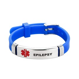 OutstandLong Epilepsy Medical Alert ID Bracelet Emergency First Aid Laser Engraved Health Alert Adjustable Silicone Wristband Bracelet