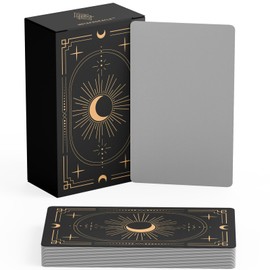 Blank Oracle Tarot Cards to Write On - Create Your Own Oracle Card Deck - (80 Cards per Box / 2.75" x 4.75") - Blank White with Design on Back (Black with Metallic Gold Foil Moon Design)
