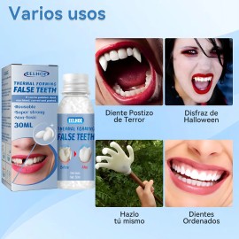 2pz Perlas Reparación Dientes Postizos Gránulos 30ml