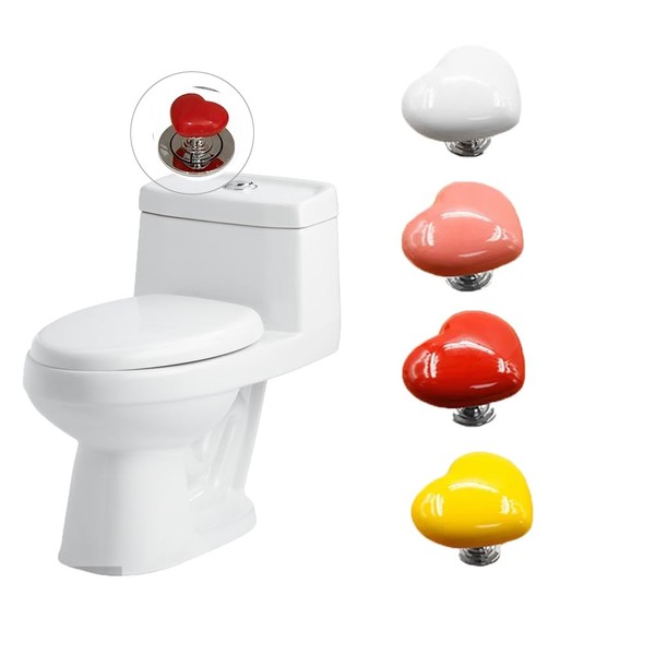 UtySty 4 Pack Toilet Push Button Pusher Heart Shape Adhesive