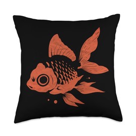 Retro Fancy Goldfish Indoor Aquarium Pet Fish Bowl Goldfish Throw Pillow