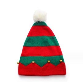 Dusenly Christmas Santa Hat Christmas Elf Beanie Hats Warm Knitted Hat with Pom for Xmas New Year Holiday Favors (Adult)