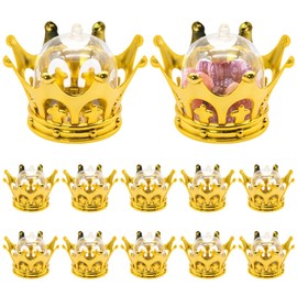 FORYNXHWIN Pack of 12 Candy Box Crown Plastic Candy Box Crown Shape Treat Box Mini Muffin Dome Candy Bottles for Wedding, Baby Shower, Princess, Birthday Party