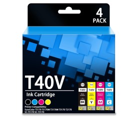 T40V Ink Cartridges for T40W Ink SureColor T5170 T5170M T3170M T3170 T2170 SC-T5170 SC-T3170 Printer(4Packs,T40V120 T40V220 T40V320 T40V420,Black,Cyan,Magenta,Yellow,with Chip,Not for use SC-T3170x)