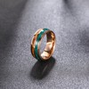 TRUMIUM 8mm Mens Wedding Band Real Malachite & Wood Inlay