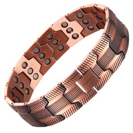MagEnergy 3X Ultra Strength Magnetic Bracelet for Men Copper Bracelet for Men Solid Copper Link Bracelet with Adjustment Tool
